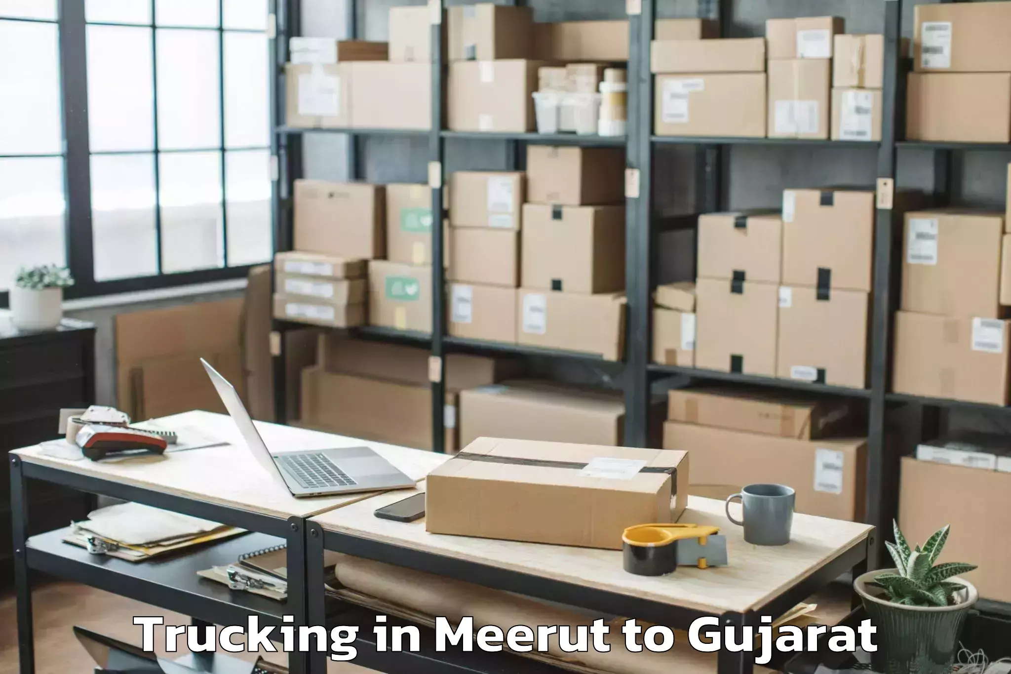 Top Meerut to Tharad Trucking Available